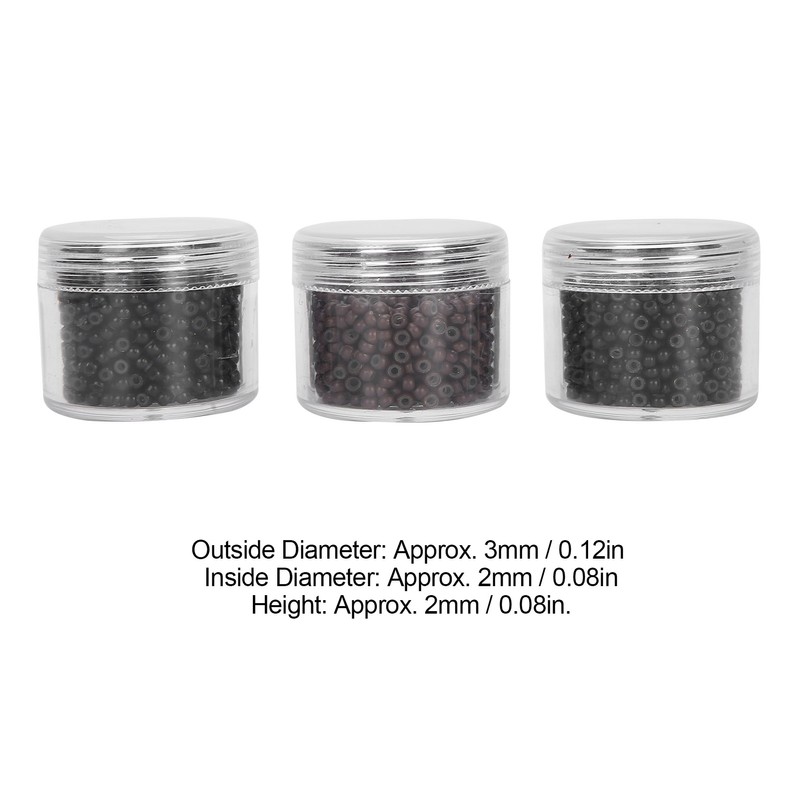 3 Bottles 3.0mm Silicone Micro Links Rings Beads Small Comfortable
