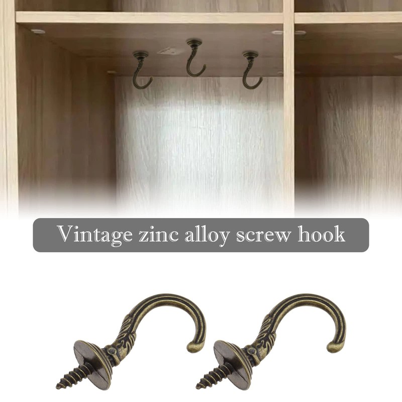 Pack of 20 Vintage Screw Hooks Retro Wall Hanging Hooks