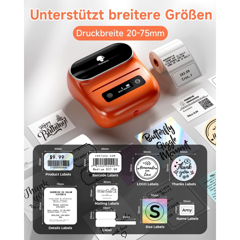Phomemo M220 Bluetooth Label Printer, Portable Thermal Labelling Device, Upgrade