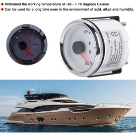 Boat Trim Gauge Kit, 52mm 2in UP DN Boat Trim Gauge 0-190ohm Trim Tilt Indicator Red Backlight Angle Replacement Gauge for Yacht Marine(White)