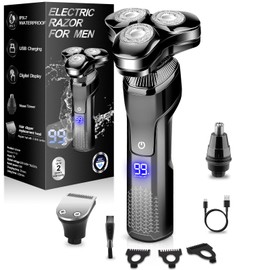 Electric Razor for Men,Upgrade Men’s Electric Shavers Rotary LED Display/Waterproof/Rechargeable, Electric Shaver for Men Cordless Floating Head Replaceable Blades,Electric Shavers for Men