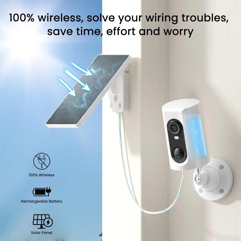 ANRAN 4G LTE Wireless Solar Security Camera,2k HD Video,Outdoor Waterproof,Sim