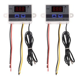 2 Pieces XH-W3001 220V Digital LED Temperature Controller Module Digital Thermostat Switch with Waterproof Probe Programmable Heating Cooling Electronic Thermostat Range from -50℃ to 110℃