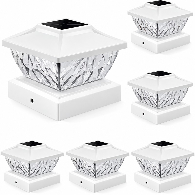 White Solar Post Cap Lights for Fence & Deck –
