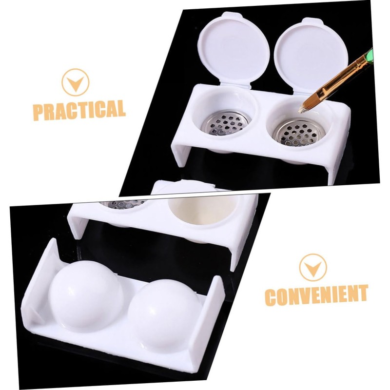 WOONEKY Elegant Nail Cup with Lid 2 Hole Soaking Dish