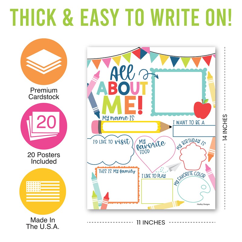 Hadley Designs 20 Colorful Read All About Me Posters For