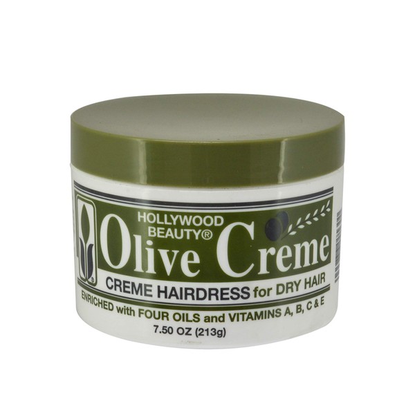 Hollywood Beauty Olive Creme Hair dress for Dry Hair - 7.5 oz, (Pack of 5)
