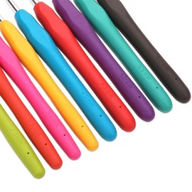 H&S Crochet Hooks Set 9pcs Aluminium Soft Grip Rubber Handle Needles with 12 Knitting Crochet Locking Stitch Markers 2mm 2.5mm 3mm 3.5mm 4mm 4.5mm 5mm 5.5mm 6mm