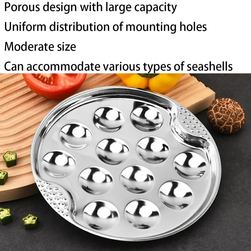 BAOPUSHIDAJILI 2Pcs Stainless Steel Escargot Plates with 12 Compartment Holes