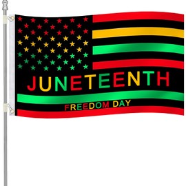 3x5 FT Juneteenth Flag Double-Stitched Edges and June 19th 1865 Freedom African American Flags with 2 Brass Grommets for Outdoor Indoor Decorations Independence Day Flag