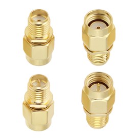 YINETTECH 4Pcs SMA Coax Connector Kit SMA Coaxial Straight Connector SMA/RP-SMA Male to RP-SMA/SMA Female RF Coaxial Adapter for Antennas, WiFi, Coaxial Cable, Audio