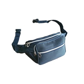 Stylish Bum Bag with Front Pocket Zip with Metal Look Zip - Nappa Leather Black, black, Neck pouch
