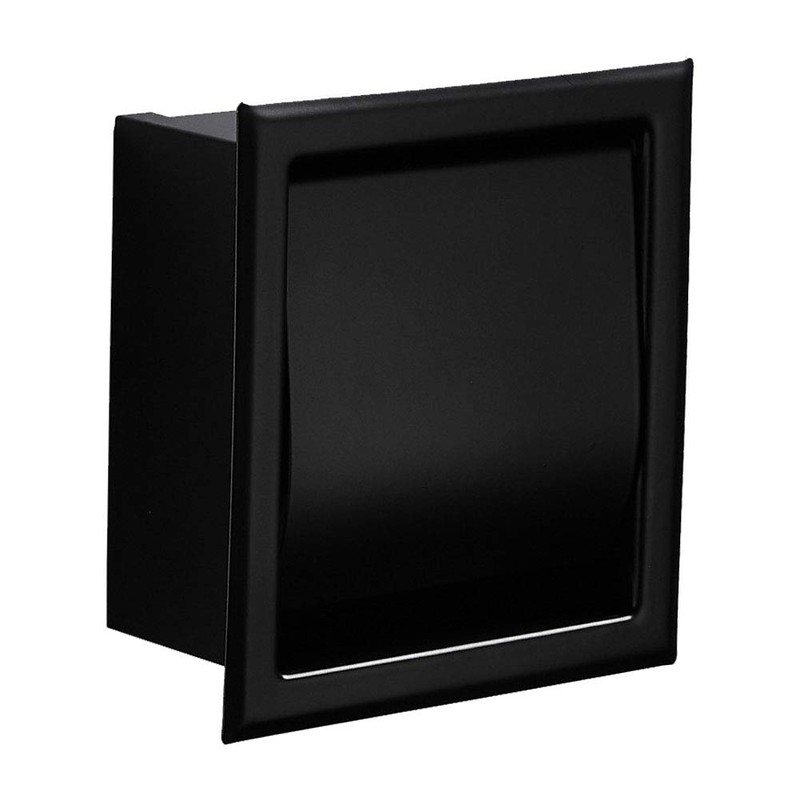 AmandaJ Toilet Roll Holder Stainless Steel Matt Black Built-in Wall