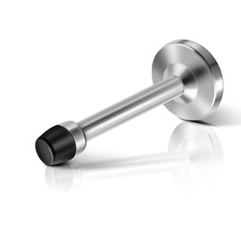 Door Stops, 6 Inch Door Stoppers for Bottom of Door, Stainless Steel Brushed Wall Mount Modern Doorstop with Rubber Bumper Tip Solid Extra Long Door Stop, Silver (2 Pack)