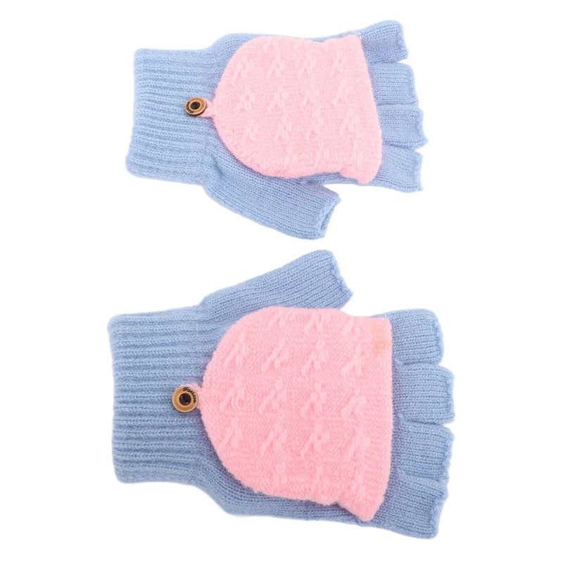 1 Pair Winter Knitted Fingerless Gloves Double Sided Heating USB