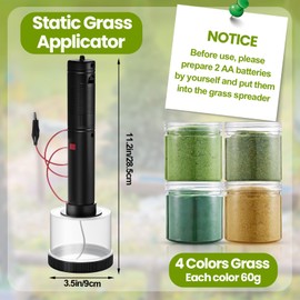 Tioncy Mini Static Grass Applicator Flocking Kit with Anti Slip Handle and 4 x 60g Colors Grass, Diorama Making Supplies, DIY Model Train Accessories Miniatures Landscape Craft (Straight Head)