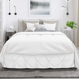 Nestl White Bed Skirt Full Size, Pinch Pleat Full Bed Skirt, 14" Inch Drop Full Bedskirt, Hotel Quality White Bed Skirts, Premium Microfiber Bedskirt for Full Bed, White Full Bed Skirt