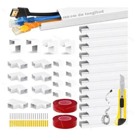 10m Canaleta Pvc Para Cable 10x20mm X 100cm 10pzs Y 20 Codos Blanco