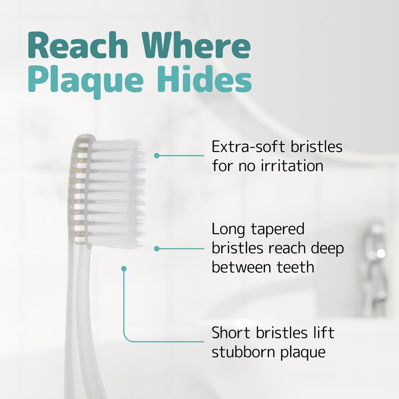 NIMBUS Extra Soft Toothbrushes (Regular Size Head), Periodontist Design Tapered