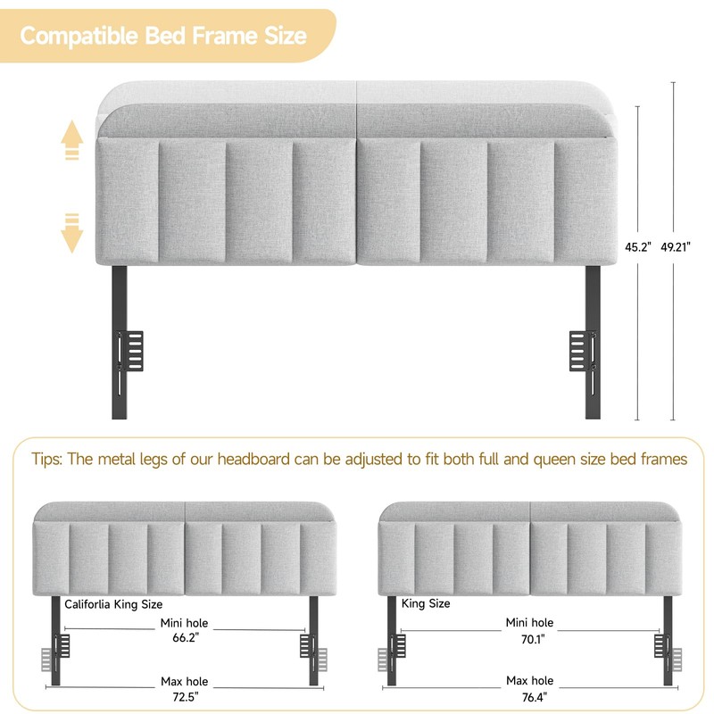ONBRILL Adjustable Headboard for King/California King Size Bed Frame, Linen