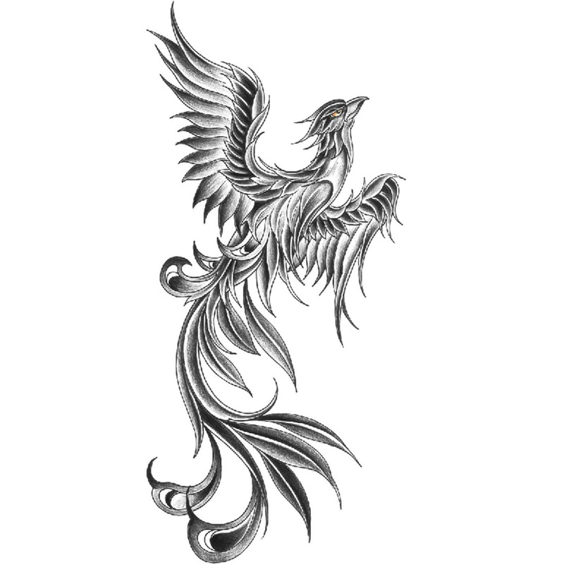 2 Sheets Dragon and Phoenix Tattoo Fake Tattoo Arm Tattoo