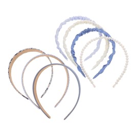 Healeved 7pcs Wide Pearl Decorative Headbands for Women Comfortable Non Slip Hairbands for Face Washing and Party Dressy Floral Headdress Set for Teens and Adults