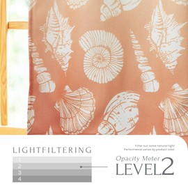 blunique Kitchen Curtains 28 x 24 Inch Tiers Curtains Farmhouse Short Half Window Room Cafe Curtains for Kitchen, Bathroom, Room RV Set Rod Pocket 2 Panels -Coral Conch Tiers