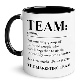 Custom Name Best Team Definition Funny Coffee Mugs, Team Gifts for Coworkers, Appreciation Gifts for Employees Colleagues Friends, Thank You Gift For Boss Manager, Funny Gift For Men Women