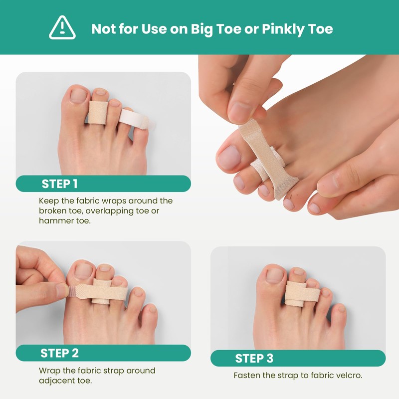 Welnove Hammer Toe Straightener - 16 Pack Broken Toe Wraps