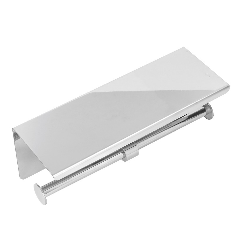 Stainless Steel Toilet Paper Holder with Shelf Self Adhesive Punch