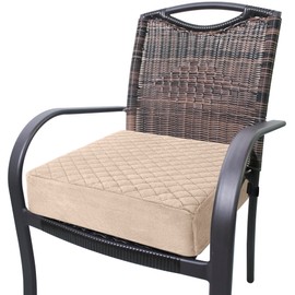 COMFORTANZA Booster Cushion for Adults - 18x18x5 Medium-Firm Seat Cushion for Home, Office, Wheelchair, Car - Washable Velvety Cover with Waterproof Layer, Removable Strap & Non-Slip Base - Beige