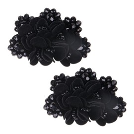 ZORZA - 2 pinzas para zapatos de flores, con cristales y lazo, accesorios decorativos para zapatos de moda, para zapatos planos, Tela, cristal