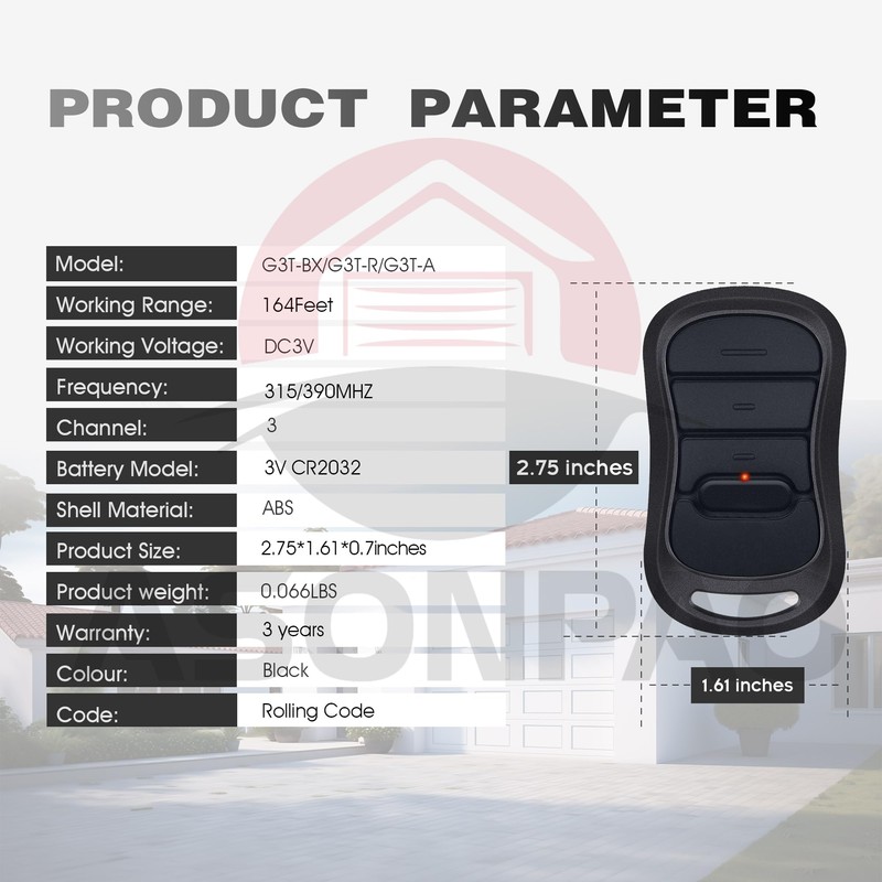 2X G3T-A G3T-R Intellicode Genie Garage Door Opener Remote, Auto-Seek