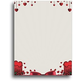 Love Hearts Romantic Stationery Paper - 80 Sheets