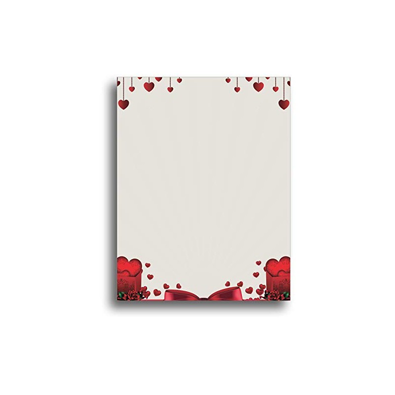 Love Hearts Romantic Stationery Paper - 80 Sheets