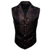 Barry.Wang Mens Victorian Vest Tailored Collar Red Black Paisley Steampunk