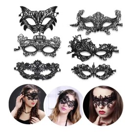 Set de Antifaces de Encaje y Diademas Orejas Gato 20 Piezas Halloween