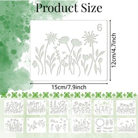 LynixTrade 12Pcs Stencils for Crafts Reusable, Nature Flower Stencils for Fabric Painting, Floral Leaves & Flower Drawing Templates for Painting on Wood Canvas DIY Art Card Window Wall Decor