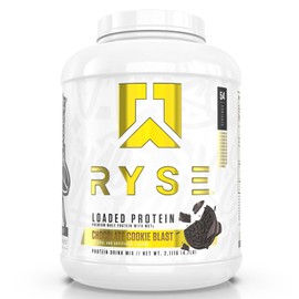 RYSE Up Supplements Ryse Loaded Protein Powder | 25g Whey Protein Isolate & Concentrate | with Prebiotic Fiber & MCTs | Low Carbs & Low Sugar | 54 Servings (Chocolate Cookie Blast)
