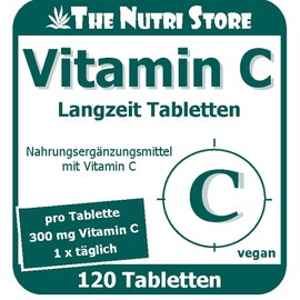 Vitamin C 300 mg Long-Term Vegan Tablets Pack of 120 - 4 Month Supply