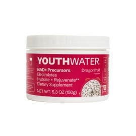 YOUTHWATER NAD+ Electrolyte Powder Drink Mix – Dragonfruit Flavored | Supports Cellular Energy, Hydration & Healthy Aging | Low Sugar (<1g) | Magnesium, Potassium, Himalayan Pink Salt | 30 Servings