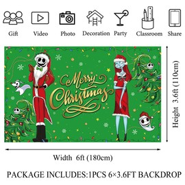 Christmas Decorations Christmas Nightmare Before Backdrop Christmas Banner Jack and Sally Decor Zero Christmas Decorations for Home Party