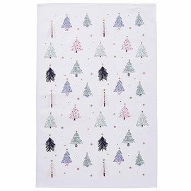 Christmas Textiles Recycled Cotton Tea Towel Frosty Trees