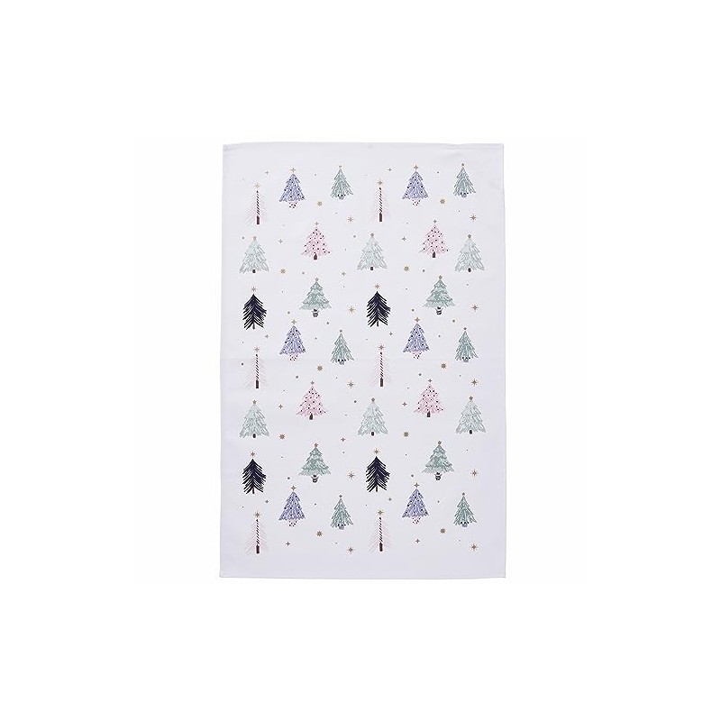 Christmas Textiles Recycled Cotton Tea Towel Frosty Trees