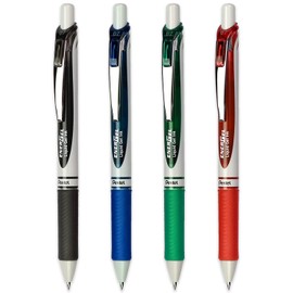 Pentel EnerGel XM BL77E ECO - Liquid Gel Pen - 0.7mm - Made from 79% Recycled Materials - Black, Blue, Green and Red - Pack of 4