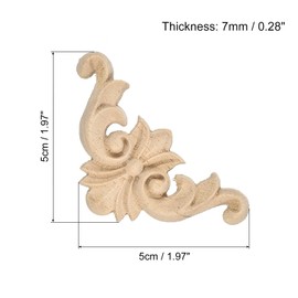 sourcing map 6Pcs Wood Carved Appliques, Unpainted Carving Decals for Bed Door Cabinet Dresser Wardrobe Furniture Decoration DIY (5x5cm/1.97x1.97)