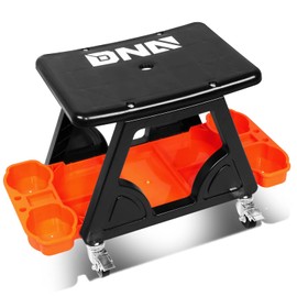 DNA Motoring TOOLS-00188 Mechanic Stool - 23" x 13.5" x 10.5" (L x H x W), Rolling Work Seat w/Lockable Swivel Wheels and Storage Tool Tray