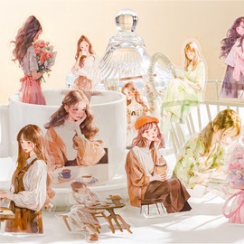 Scrapbook Accessories Stickers Set, 180 Pieces Girls Scrapbooking Accessories for Bullet Journal Accessories, Junk Journal, Photo Album, Scrapbook, Album Craft Calendar Stickers (Gentle)