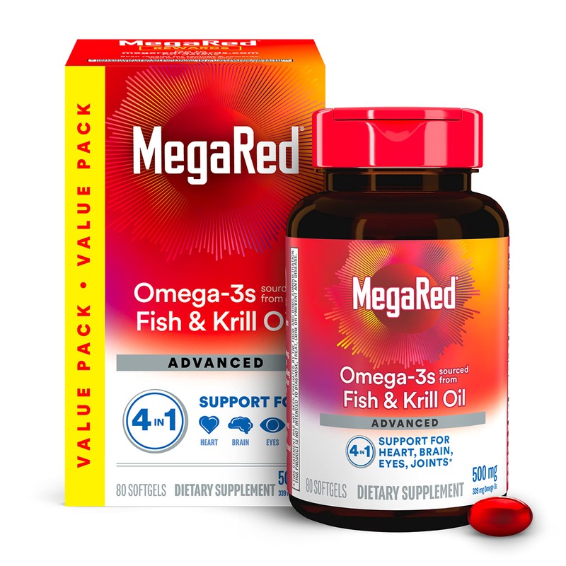 MegaRed Advanced 4-in-1 Omega-3 Fish Oil and Krill Oil Dietary