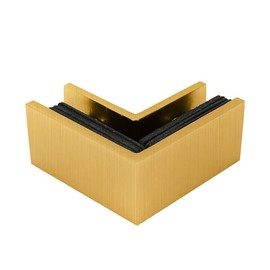 Square 90 Degree Brass Glass to Glass Clamp Sleeve Over Shower Door Glass Clamp for 5/16" to 1/2" (8 to 12 mm) Glass Thickness (Satin Golden Finish CC101290SG)